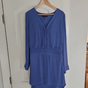 White House Black Market Sky Blue V-Neck Blouse